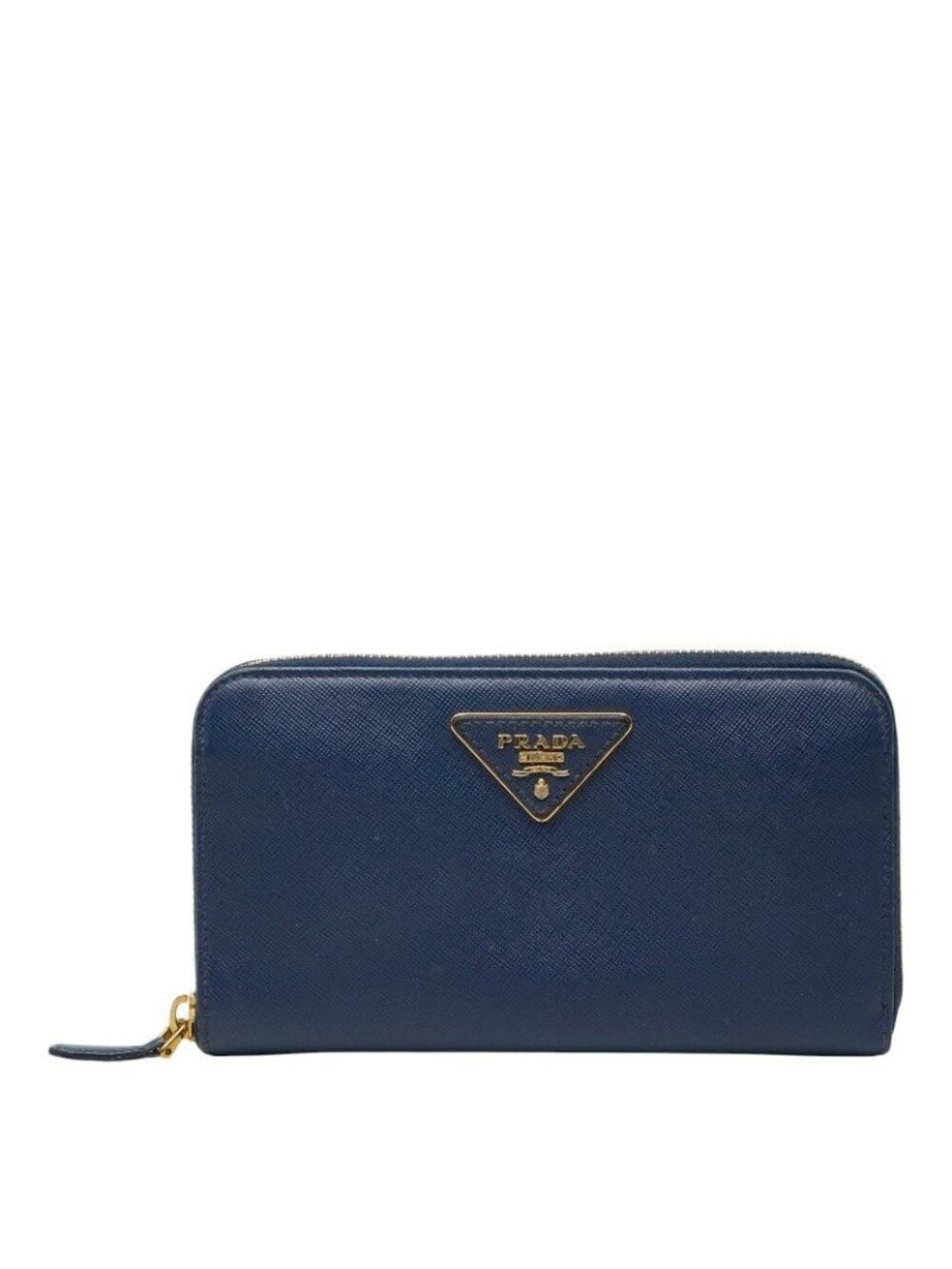 Prada Zip Around Wallet Navy Saffiano Leather